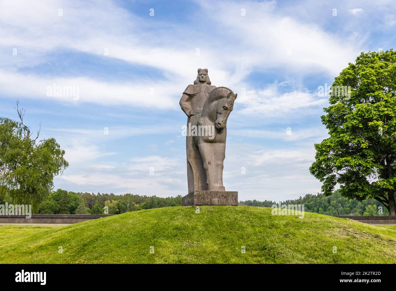 Vytautas the Great - stone monument in the Birstonas, Lithuania, 4 June 2022 Stock Photo