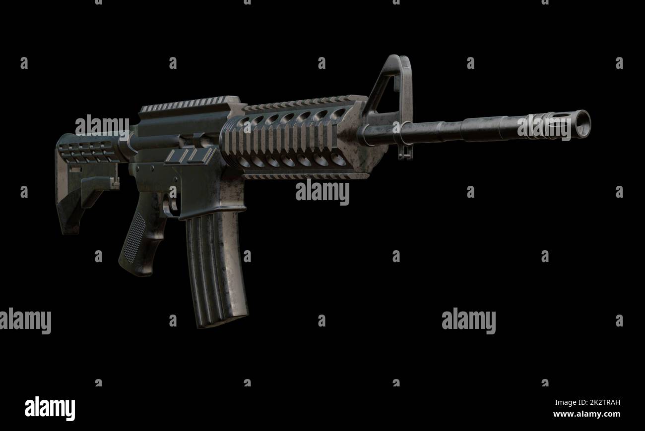 isolated assault rifle 3d render Stock Photo