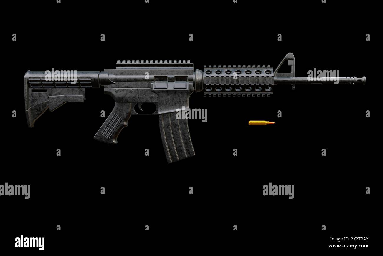 isolated assault rifle 3d render Stock Photo