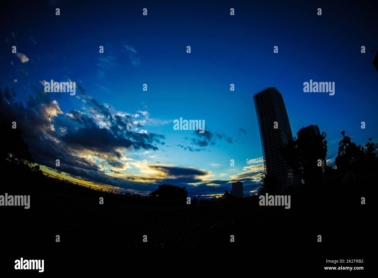 Sunset and Futako Tamagawa town Stock Photo