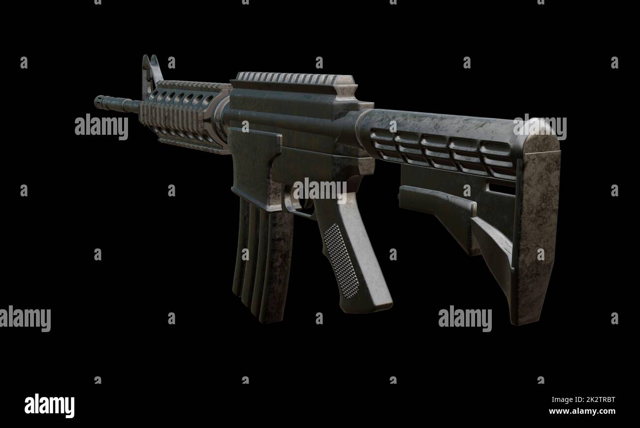 isolated assault rifle 3d render Stock Photo