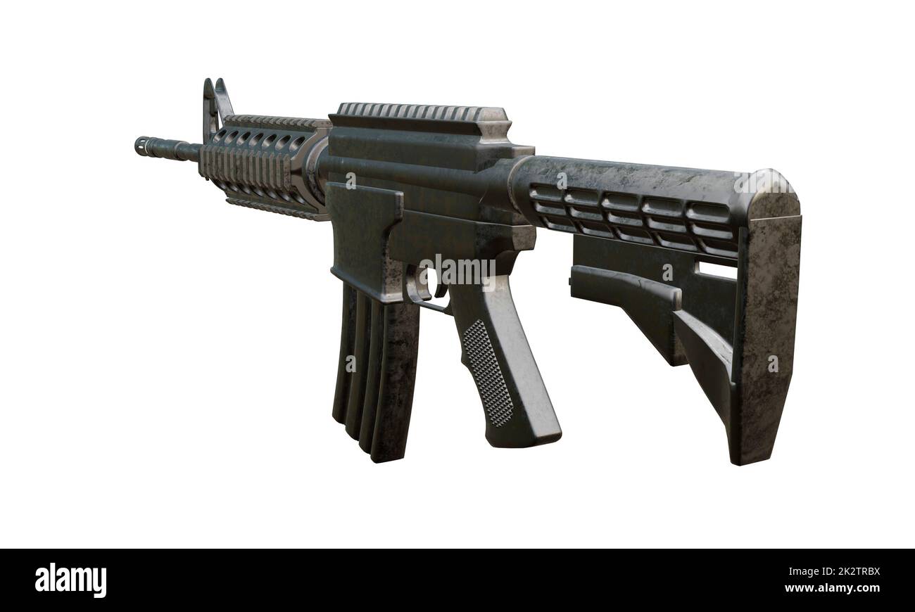 isolated assault rifle 3d render Stock Photo