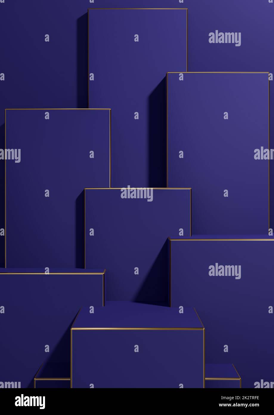 Dark blue 3D rendering simple, minimal, geometric background product ...