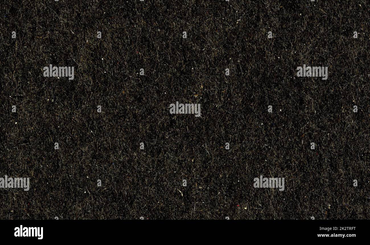 High resolution magnified close up black, elegant uncoated paper texture scan with rough grain fiber and small dust particles with copy space for text for wallpapers, presentation, mockup materials Stock Photo