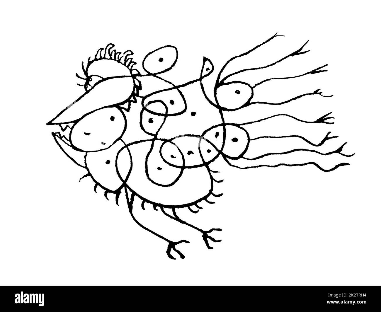 Fantasy Bird Flying Drawing Stock Photo