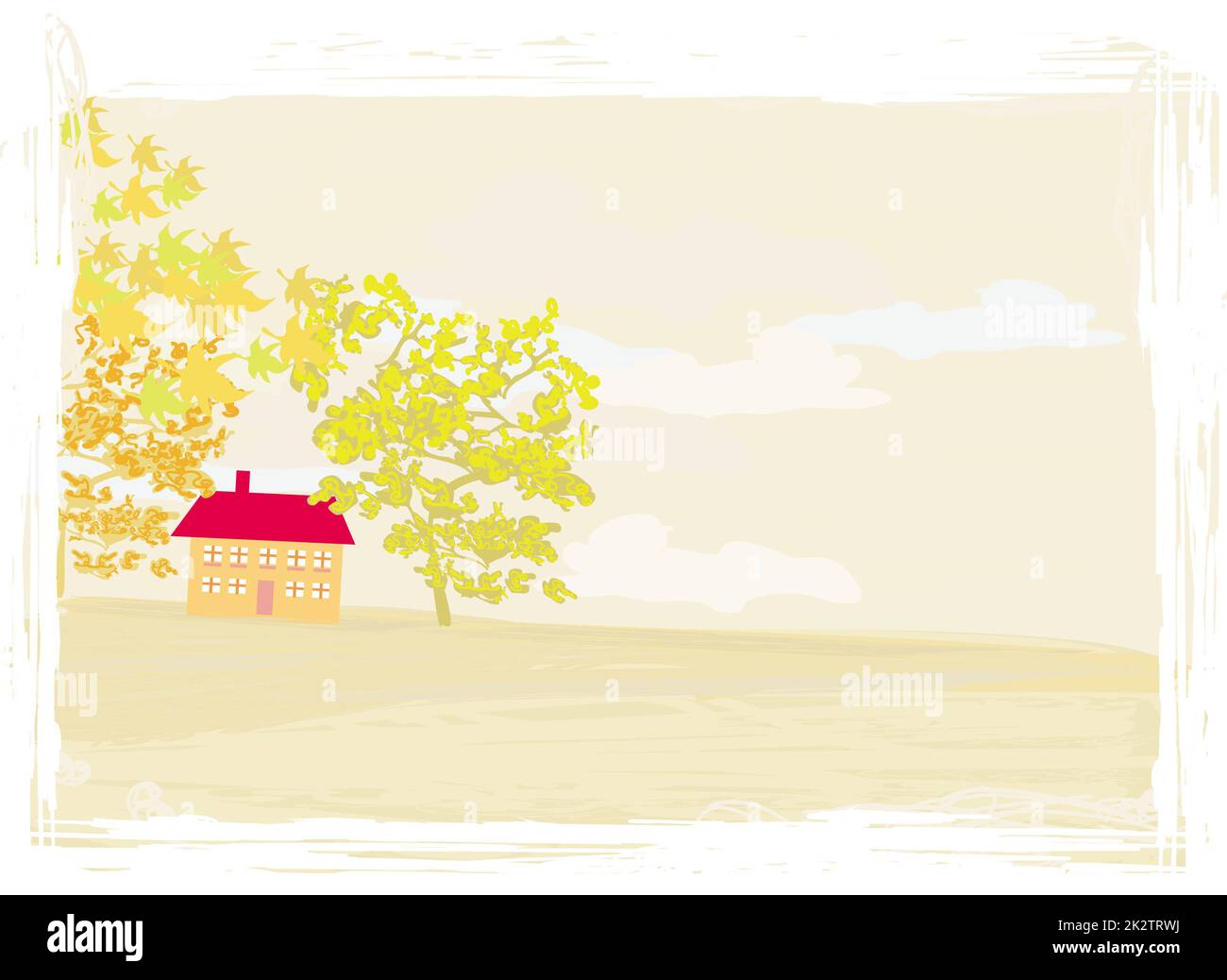 Beautiful vector autumn rural andscape Stock Photo