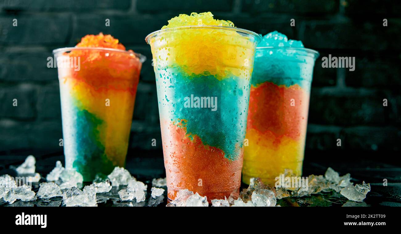 Amazing and funny drinks in a row on black background Stock Photo Alamy