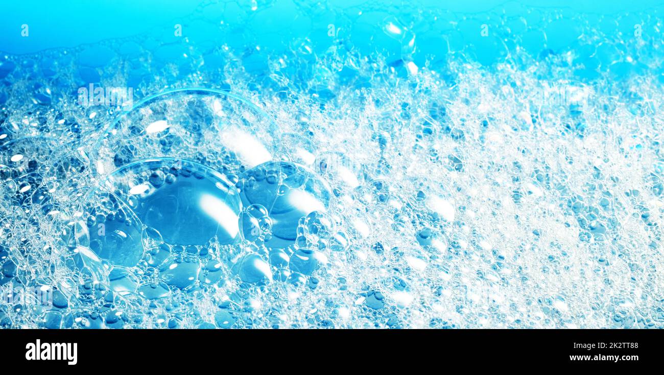 Laundry detergent or washing powder bubbles for advertising Stock Photo