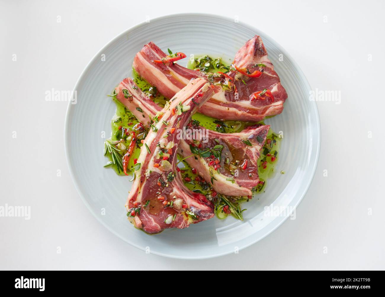 raw-lamb-chops-on-plate-stock-photo-alamy