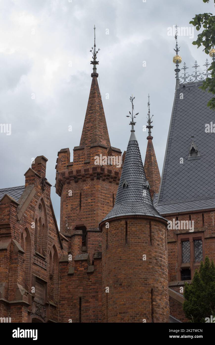 Castle tower hradec nad moravici in moravia, opava region, silesia, czech republic. Famous national cultural landmark. Stock Photo