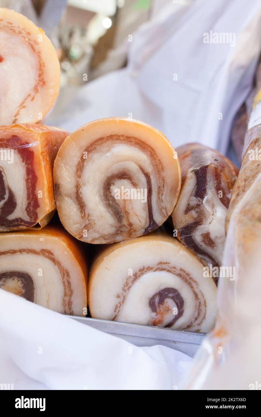 Saltcured pork fat sausage Stock Photo Alamy