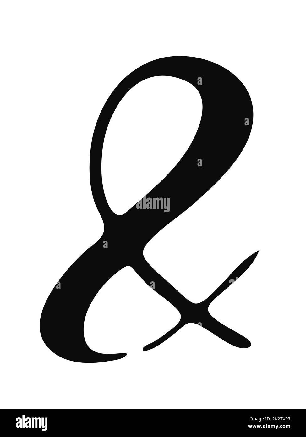 Hand painted black ink ampersand symbol isolated on white Stock Photo