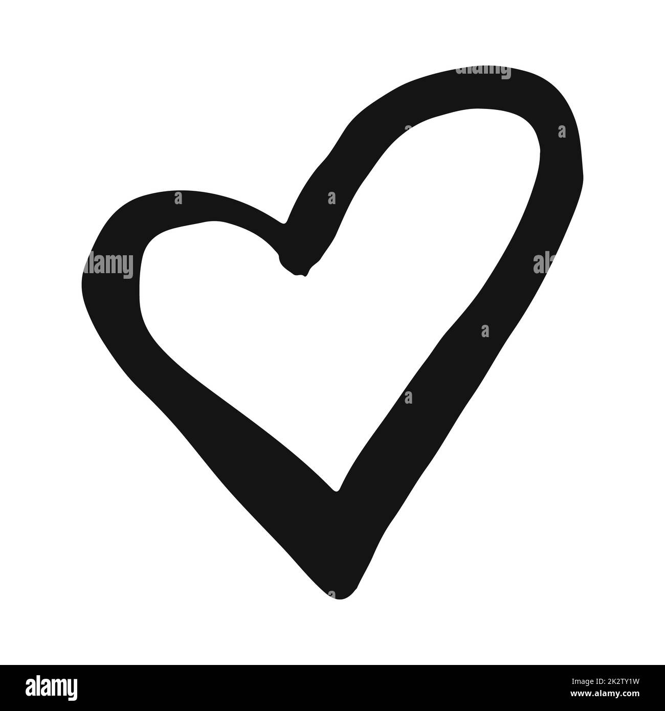 Heart hand drawn with ink brush isolated on white background Stock ...