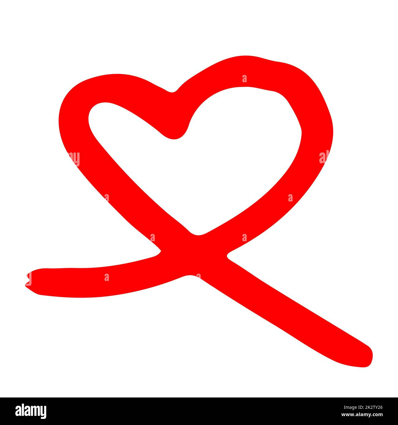 Heart hand drawn with ink brush isolated on white background Stock ...
