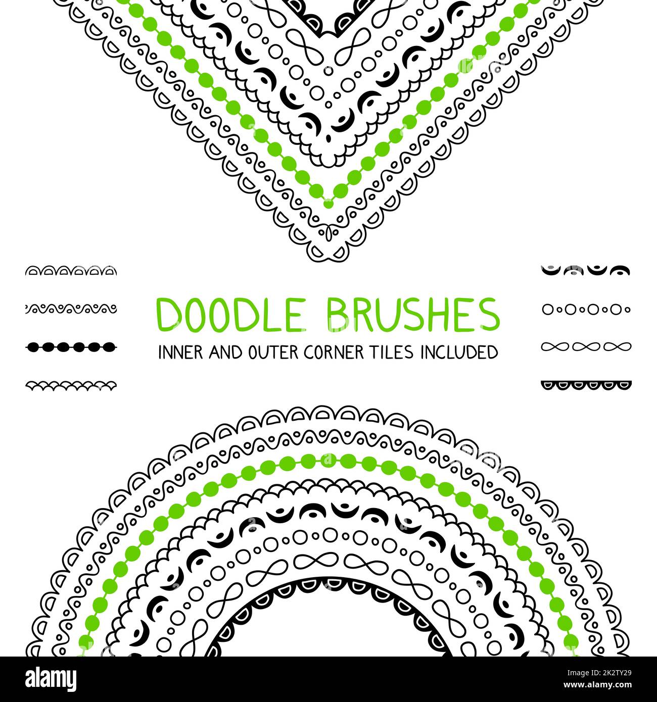Doodle brushes set with inner and outer corners Stock Photo Alamy