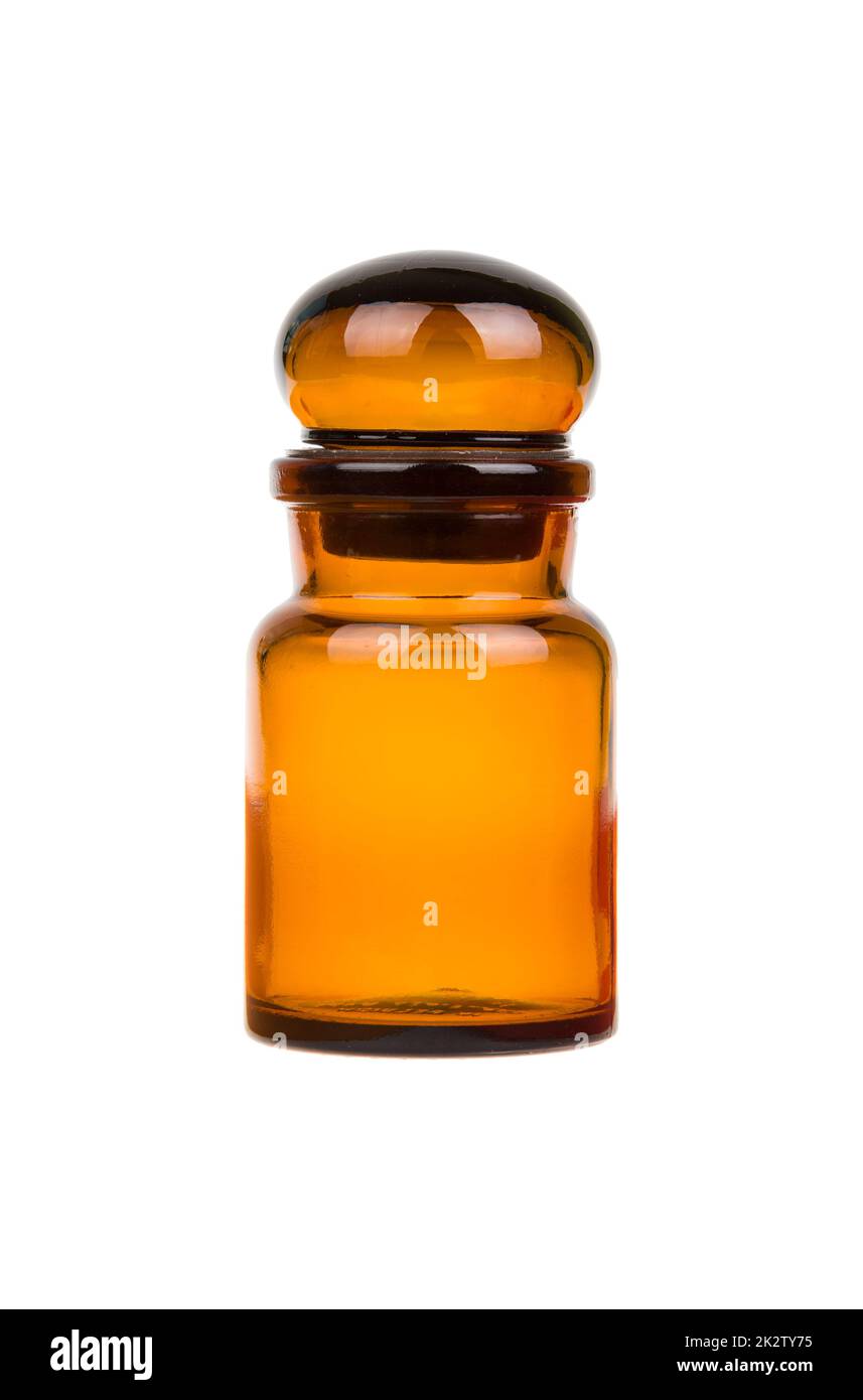 Empty vintage apothecary bottle with closed lid Stock Photo