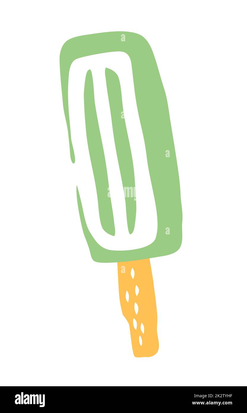 Ice lolly popsicle drawing hand painted with ink brush Stock Photo