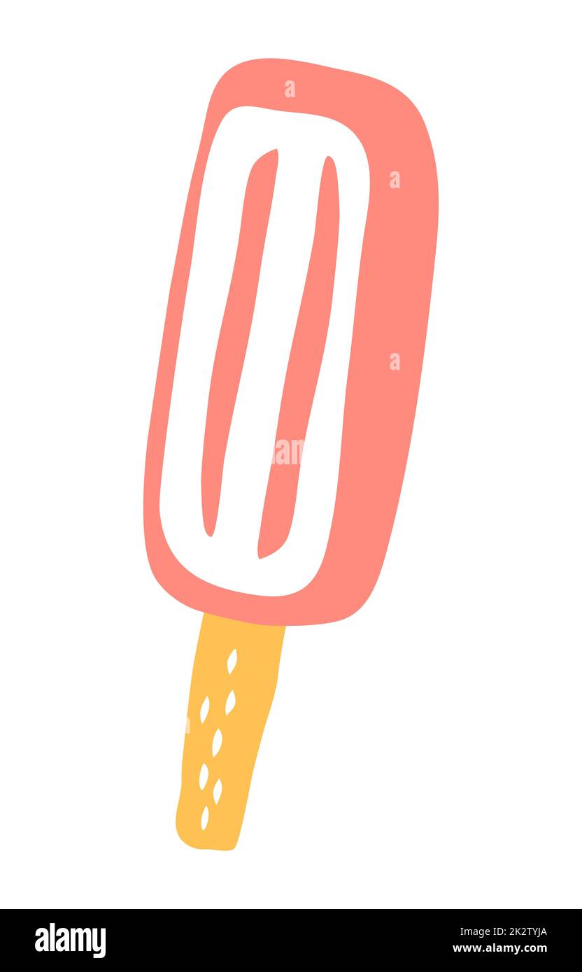 Ice lolly popsicle drawing hand painted with ink brush Stock Photo