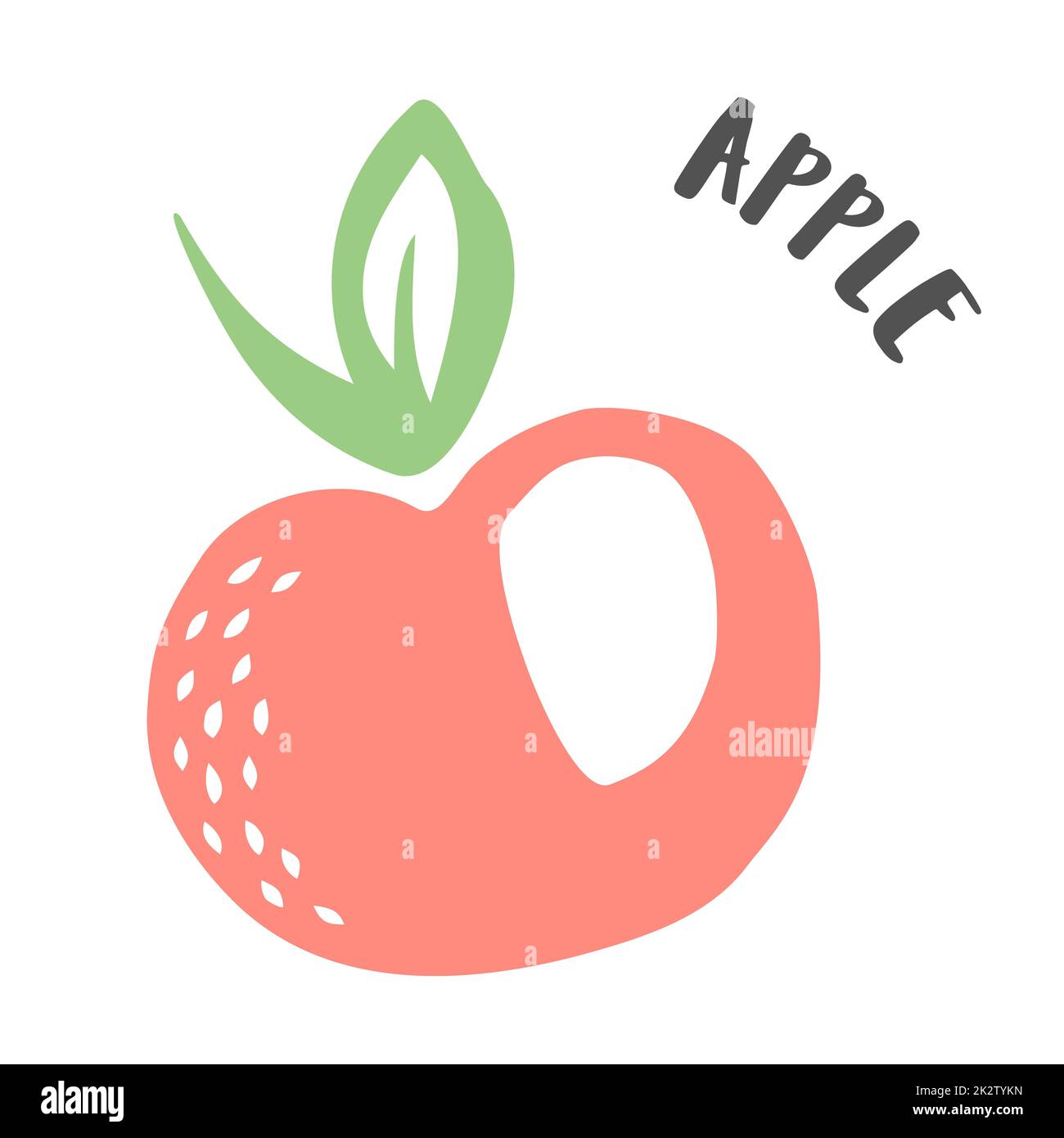 Apple drawing hand painted with ink brush isolated on white background. Vector illustration Stock Photo