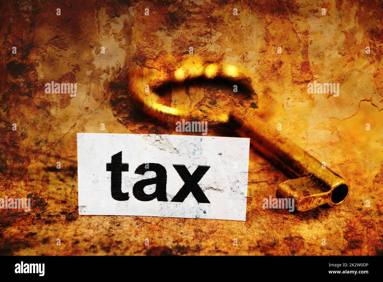 Tax and  golden key Stock Photo