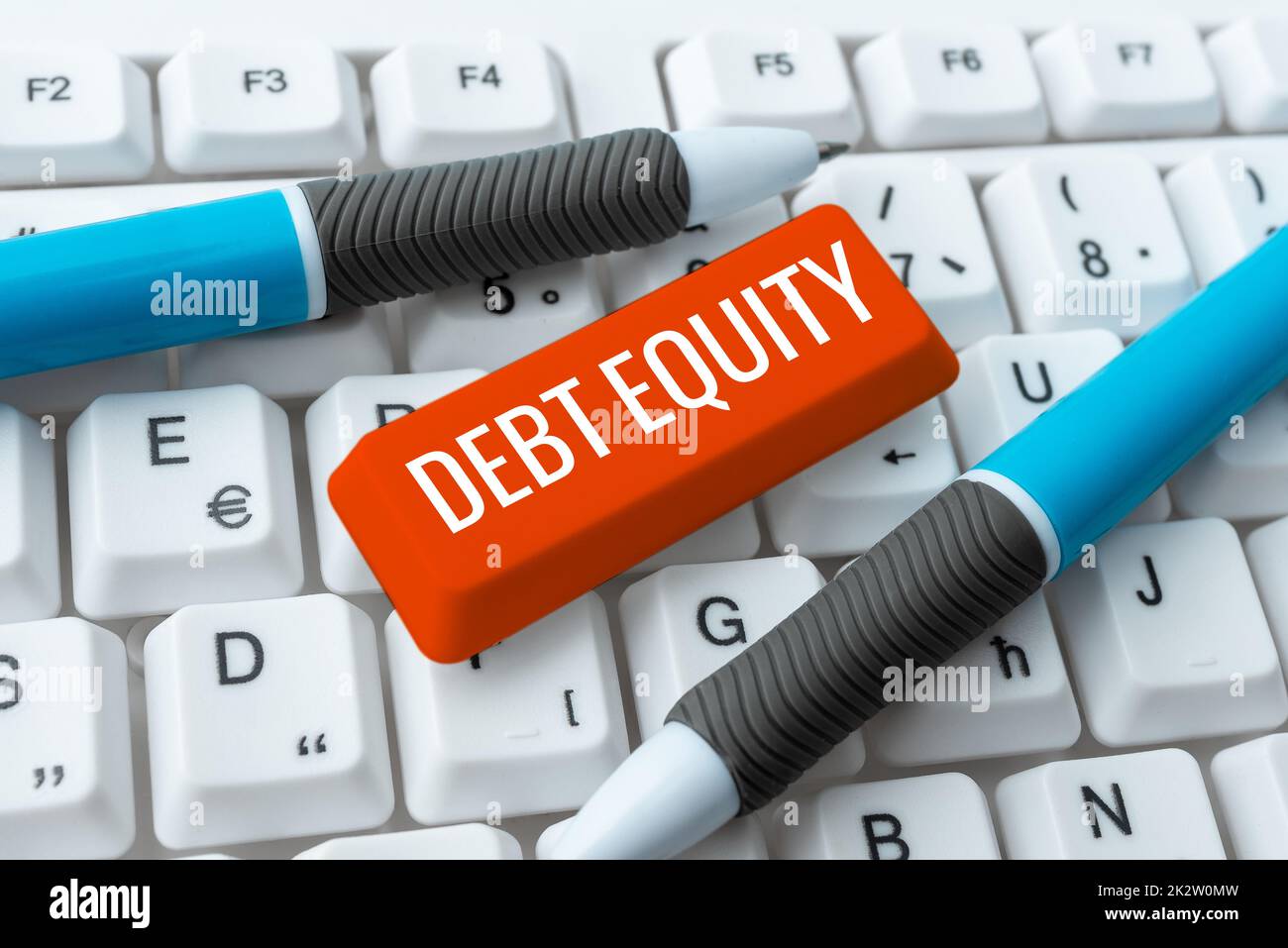 Sign displaying Debt Equity. Conceptual photo dividing companys total liabilities by its stockholders -48847 Stock Photo