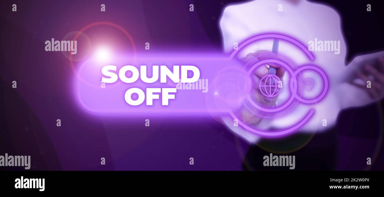 Conceptual display Sound Off. Word Written on To not hear any kind of sensation produced by stimulation -48730 Stock Photo
