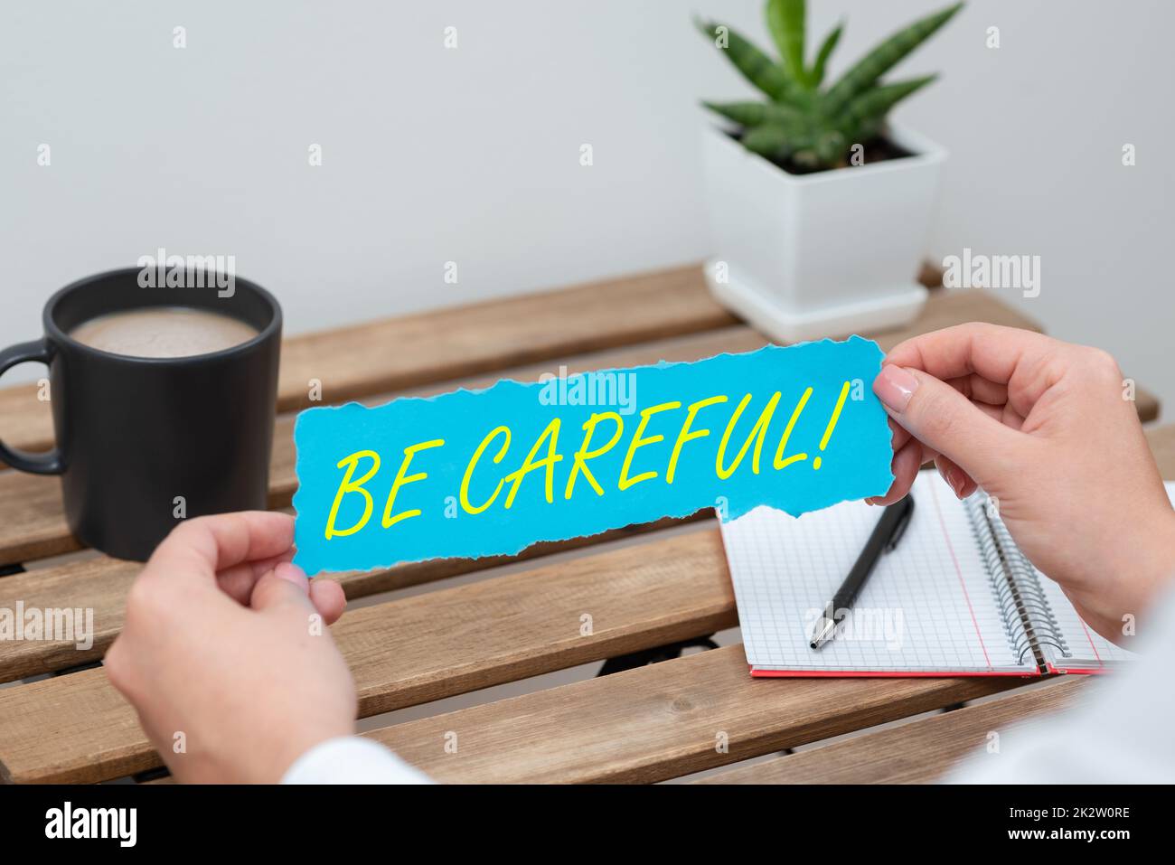 Text caption presenting Be Careful. Word for making sure of avoiding potential danger mishap or harm -47958 Stock Photo