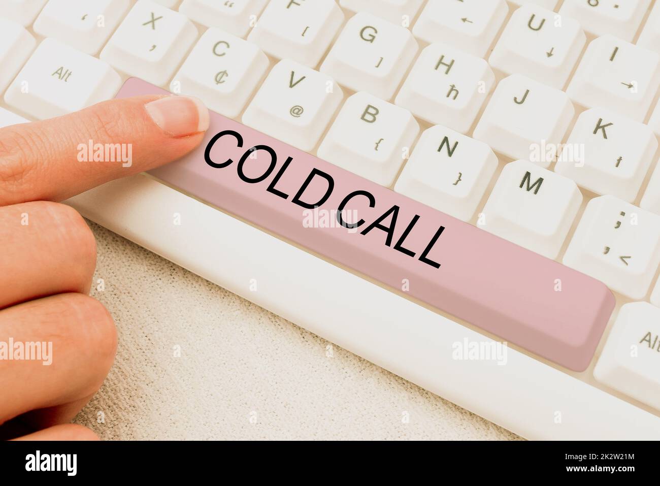 Sign displaying Cold Call. Business concept Unsolicited call made by someone trying to sell goods or services -49119 Stock Photo