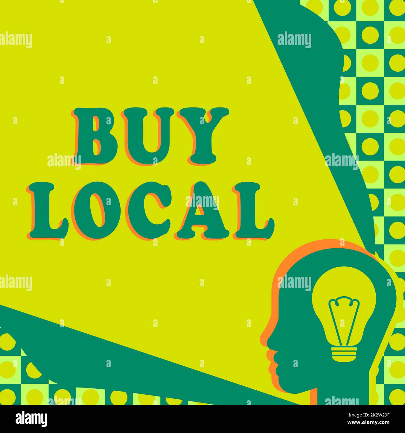 Writing displaying text Buy Local. Business overview Patronizing products that isoriginaly made originaly or native Head With Illuminated Light Bulb With Showing Technology Ideas. Stock Photo