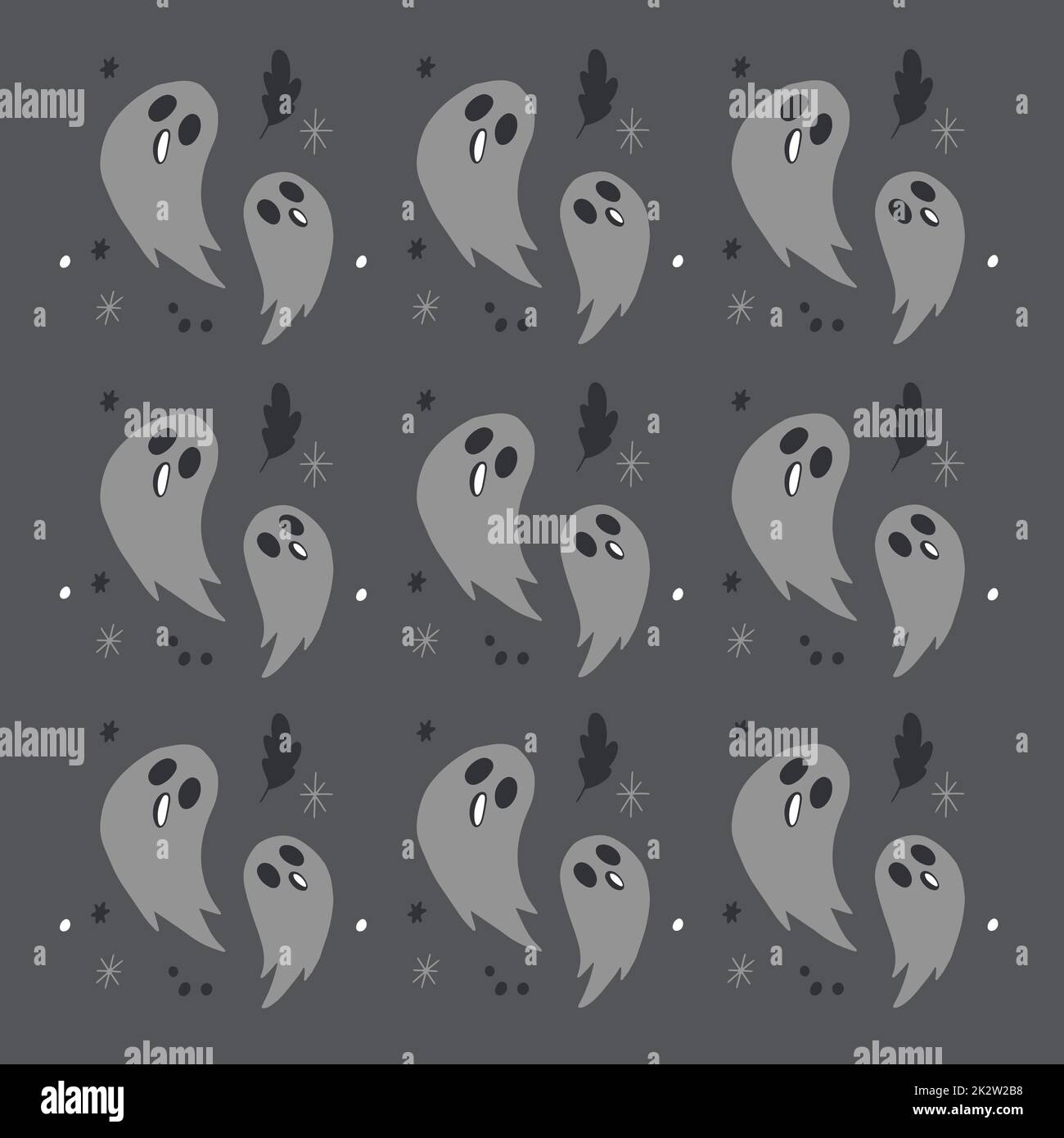 Beautiful background, pattern with ghosts, illustration on a dark