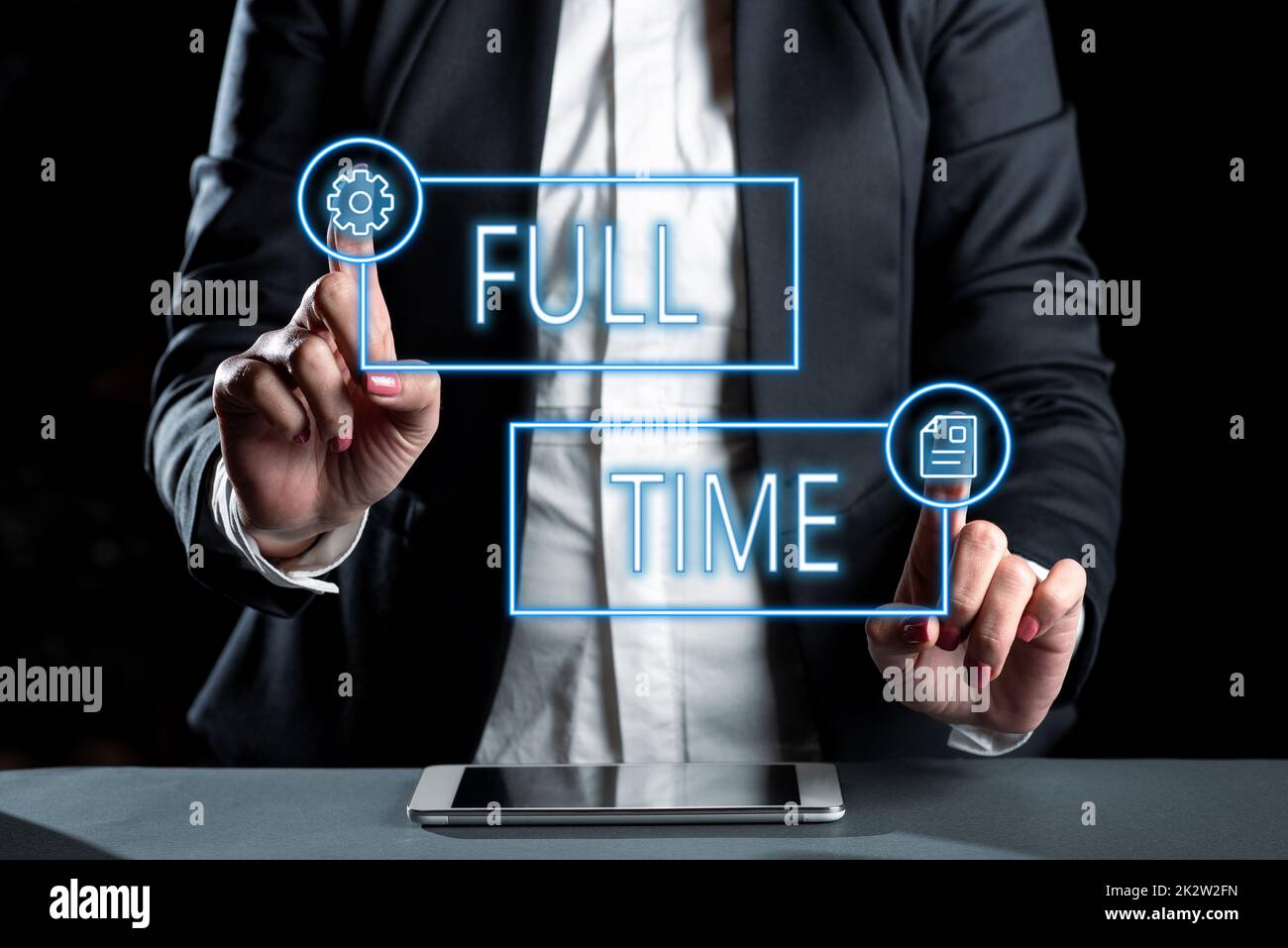 Conceptual display Full Time. Concept meaning working or operating the customary number of hours in a day -47856 Stock Photo