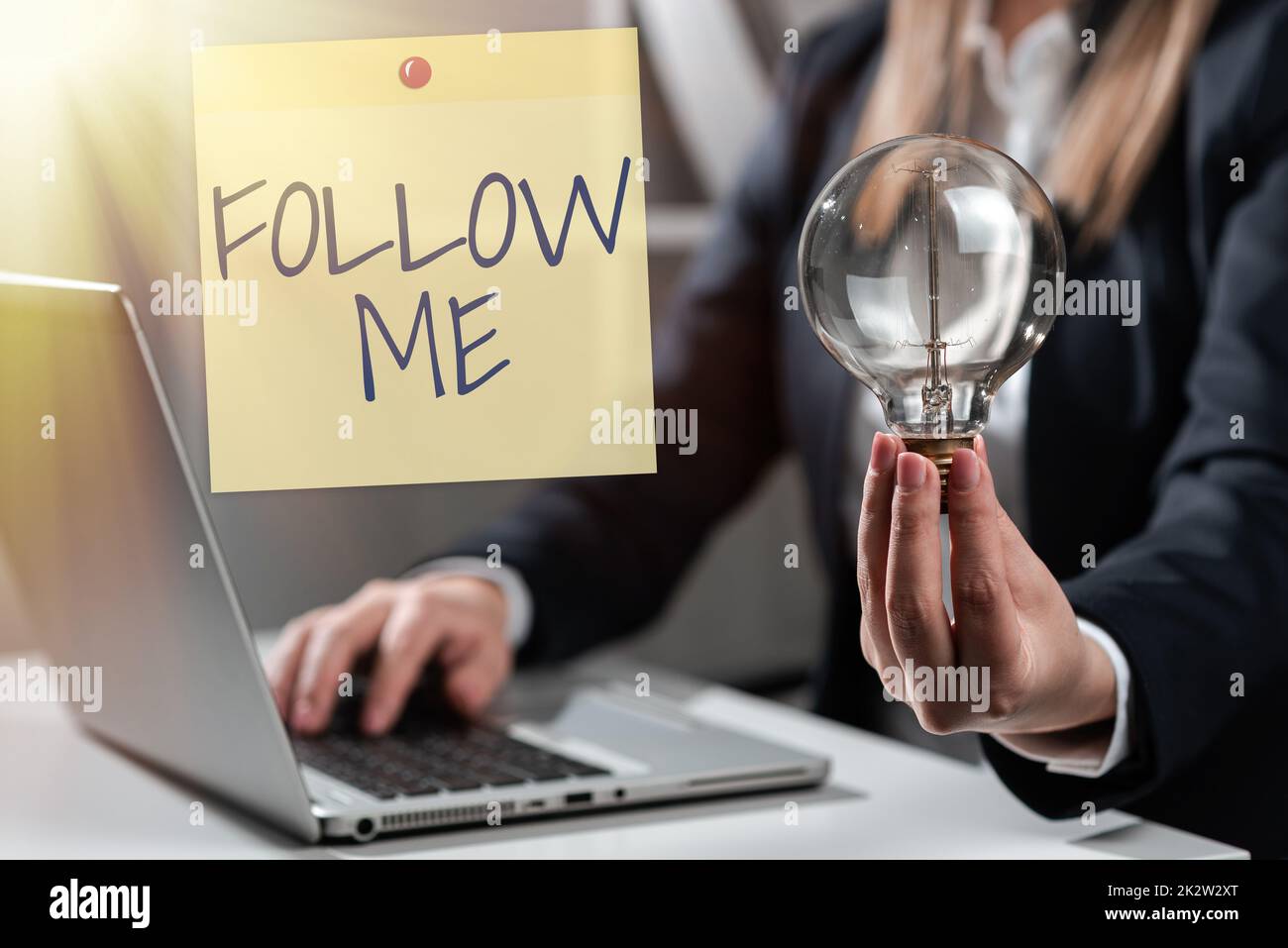 Hand writing sign Follow Me. Word Written on Inviting a person or group ...