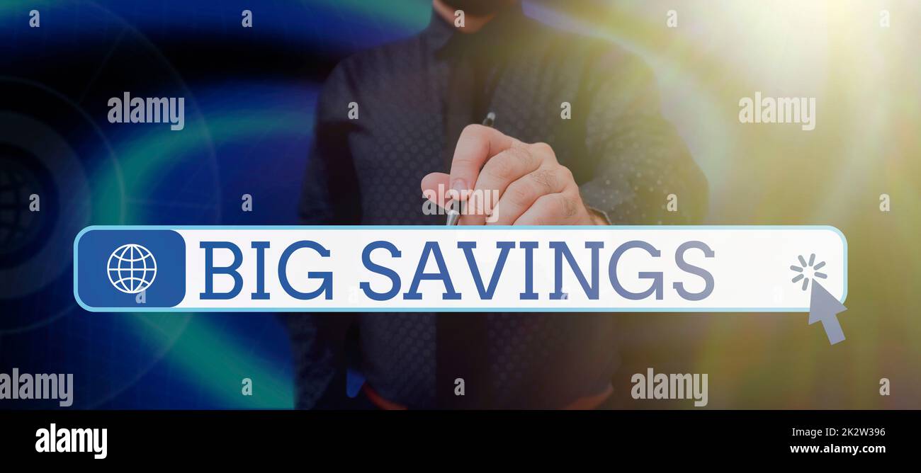 Conceptual caption Big Savings. Business concept income not spent or deferred consumption putting money aside -48879 Stock Photo