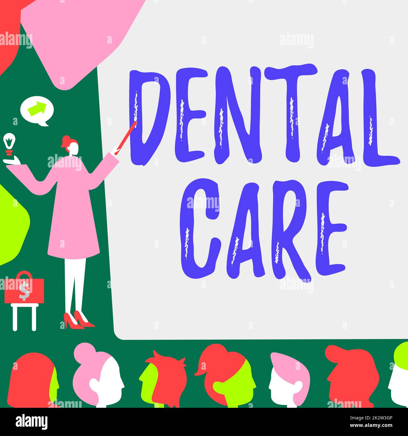Conceptual caption Dental Care. Business concept maintenance of healthy teeth or to keep it clean for future Lady Pointing Backdrop Presenting Newest Successfull Financial Strategies. Stock Photo