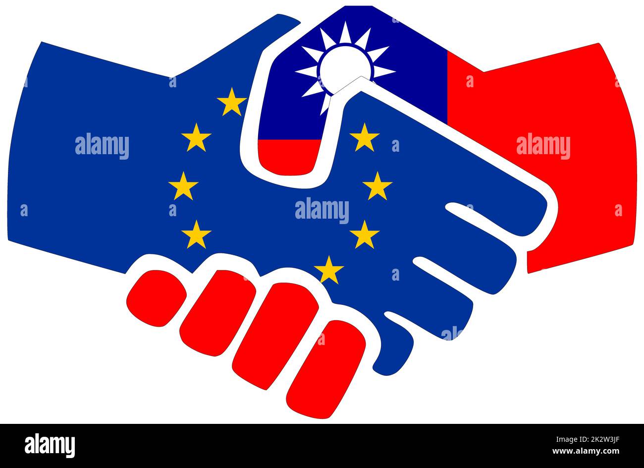 EU - Taiwan : Handshake, symbol of agreement or friendship Stock Photo