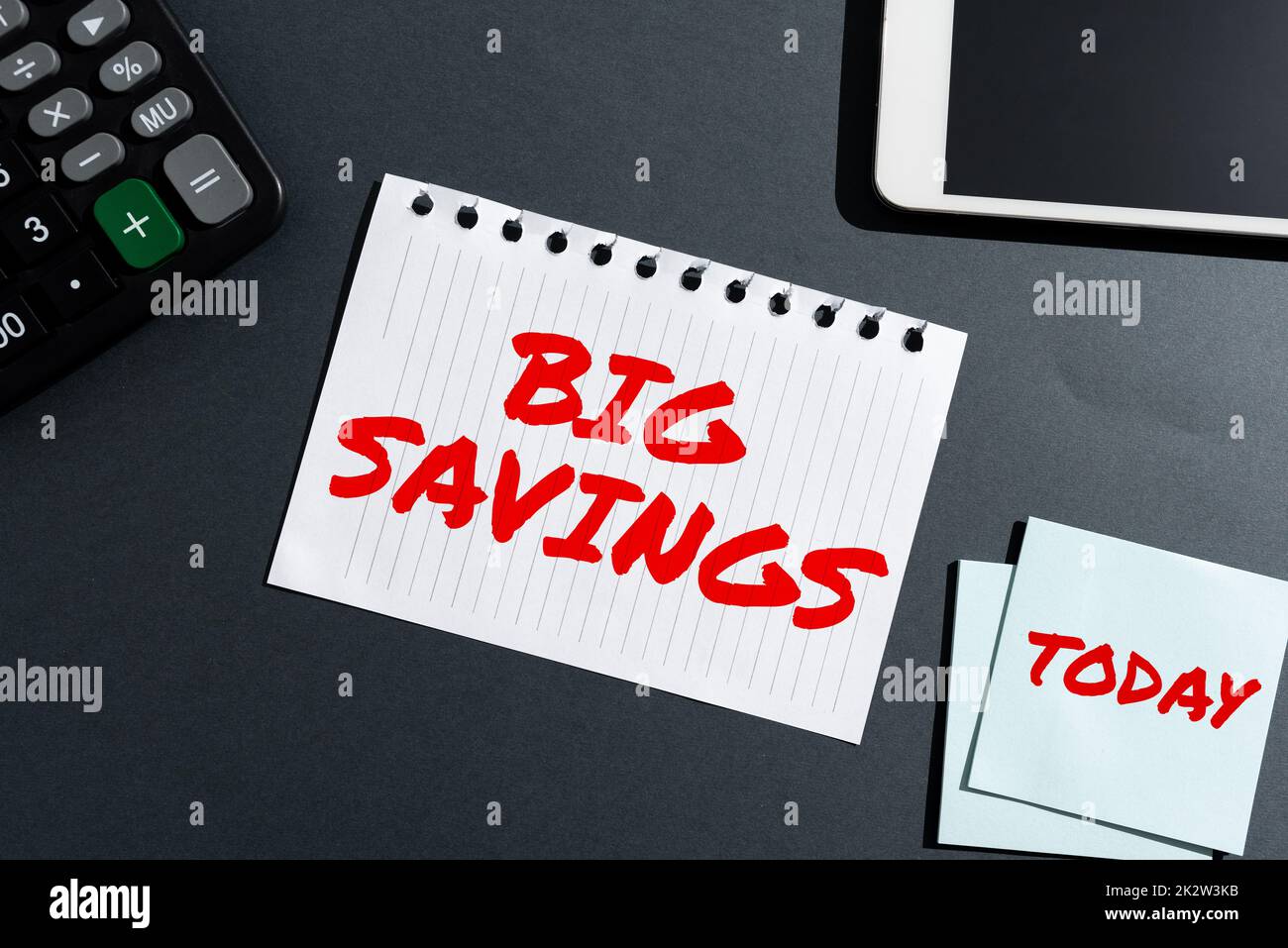 Conceptual caption Big Savings. Internet Concept income not spent or ...