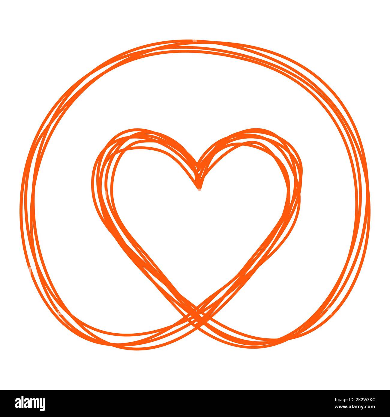 Heart in circle shaped tangled grungy scribble Stock Photo