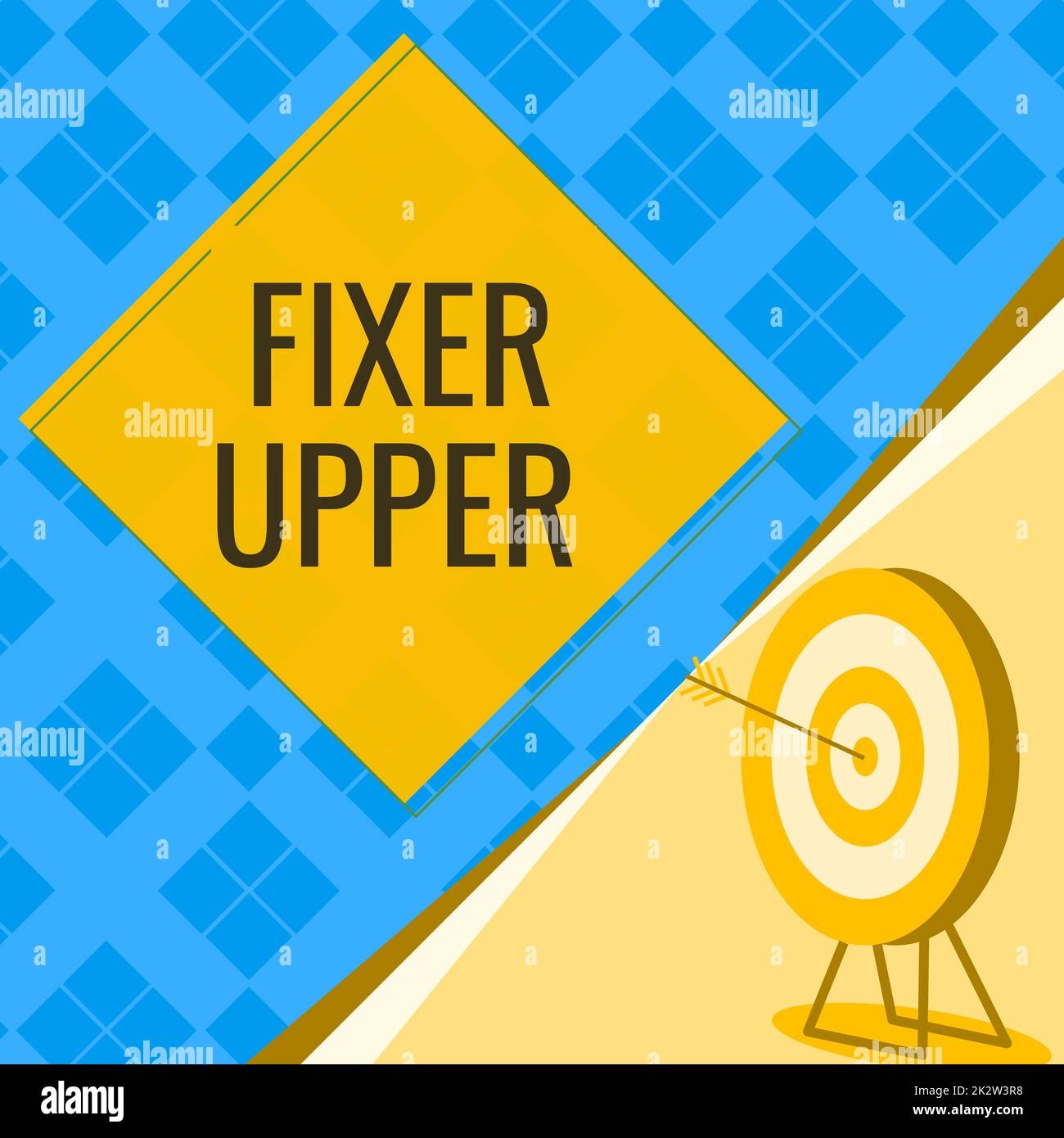 Conceptual display Fixer Upper. Business concept house in need of repairs used chiefly