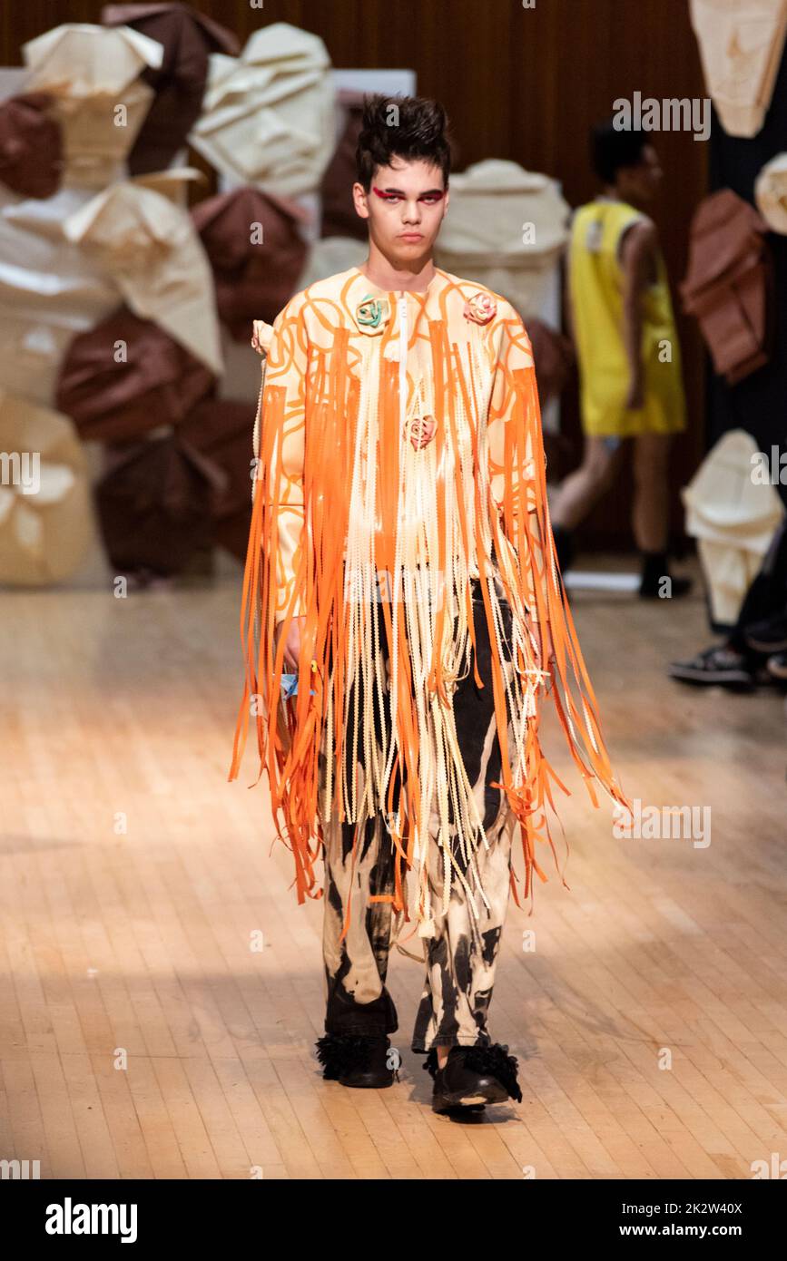 Model, modelling on catwalk for VIN+OMI 'Opinions' show for London