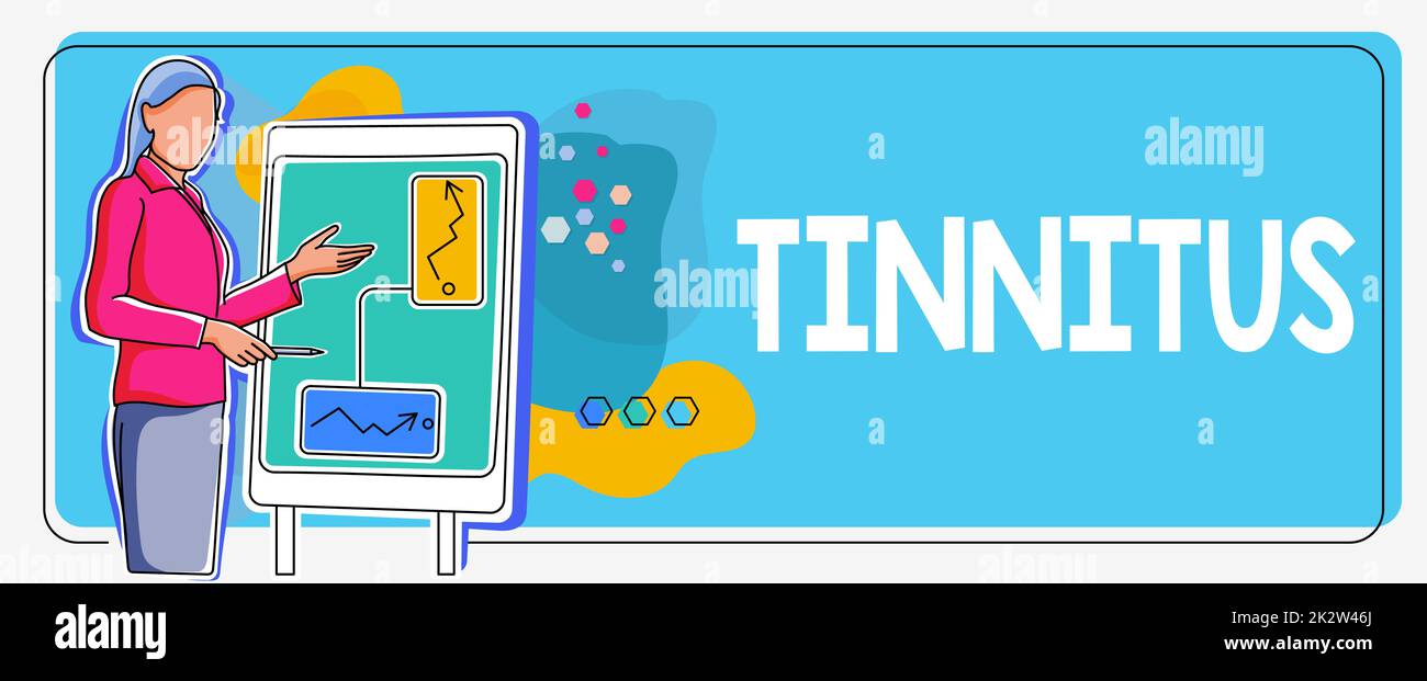 Conceptual display Tinnitus. Concept meaning A ringing or music and