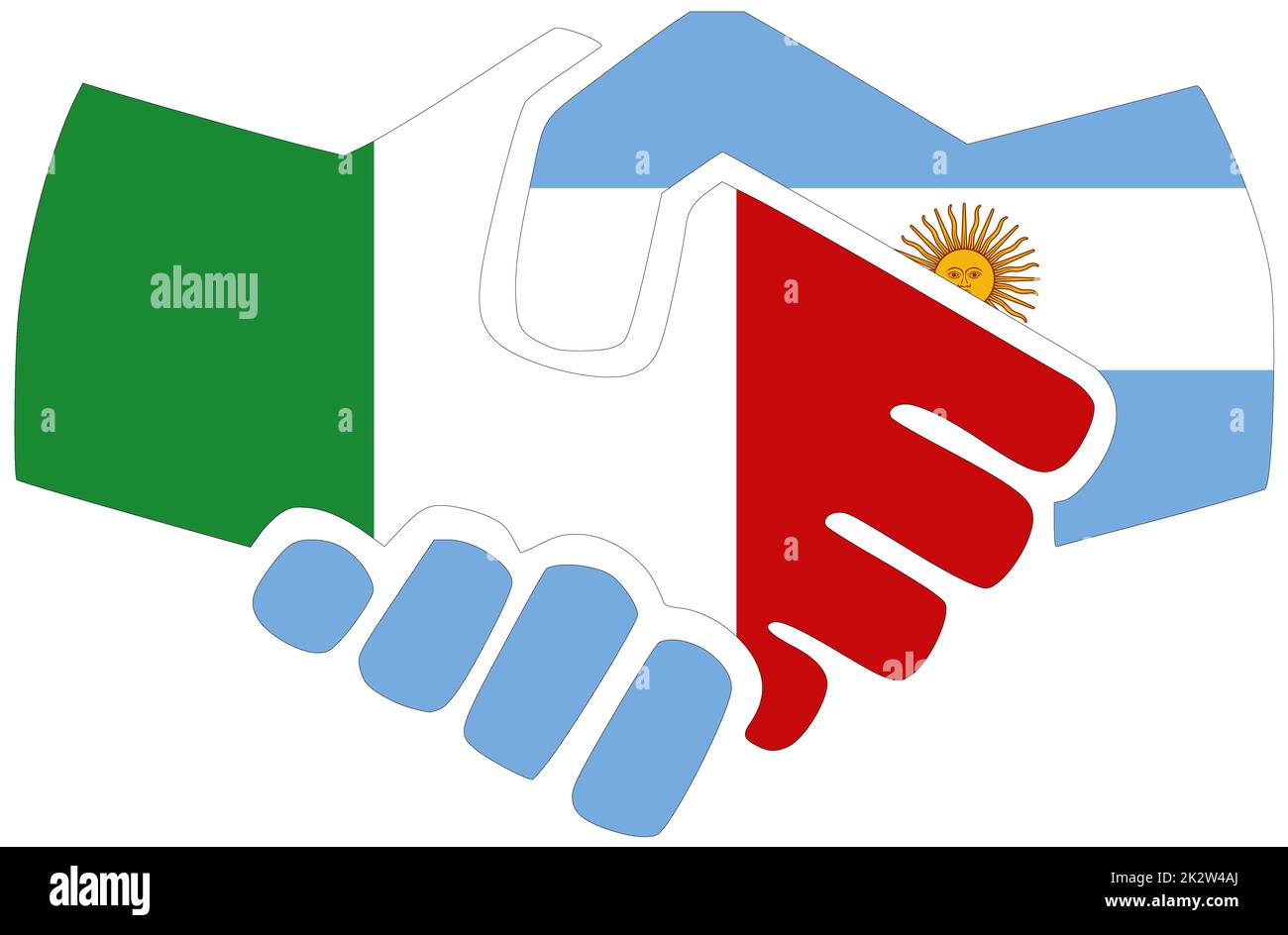 Italy - Argentina : Handshake, symbol of agreement or friendship Stock Photo