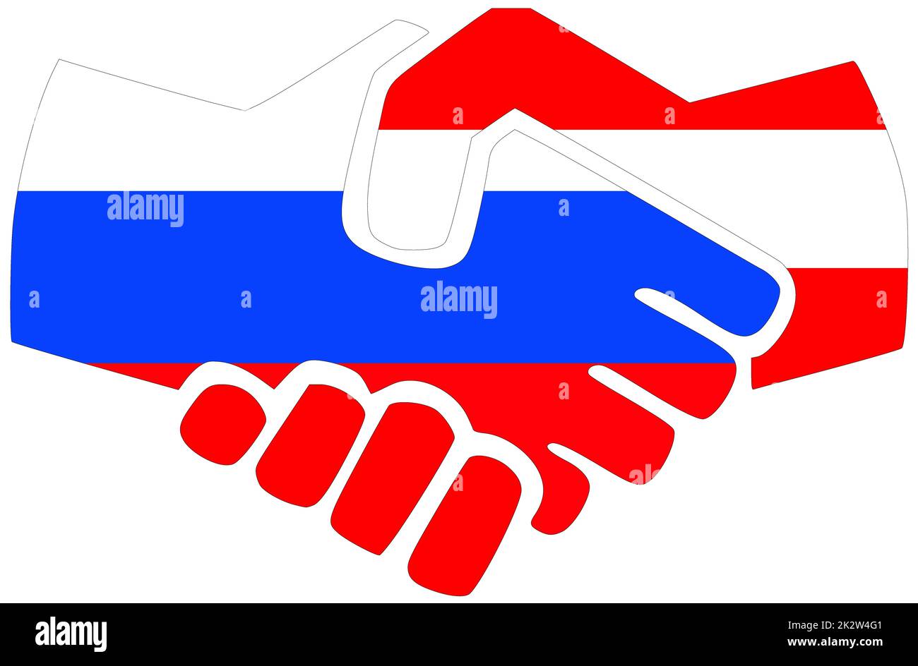 Russia - Austria : Handshake, symbol of agreement or friendship Stock Photo