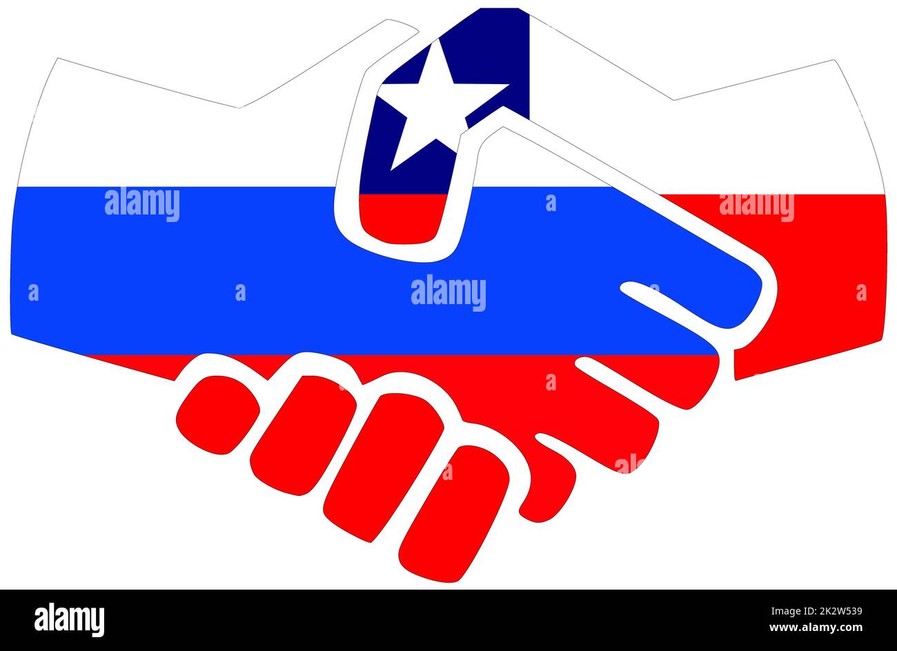 Russia - Chile : Handshake, symbol of agreement or friendship Stock Photo