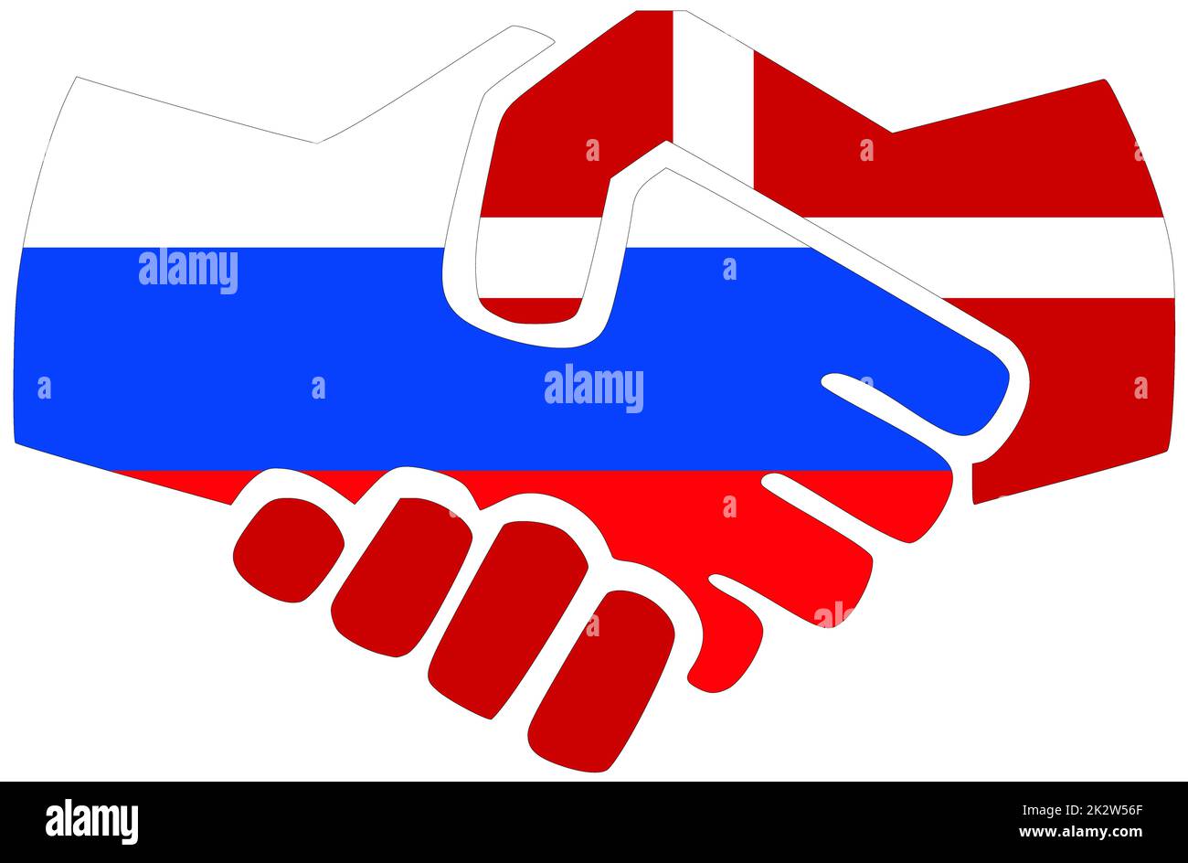 Russia - Denmark : Handshake, symbol of agreement or friendship Stock Photo