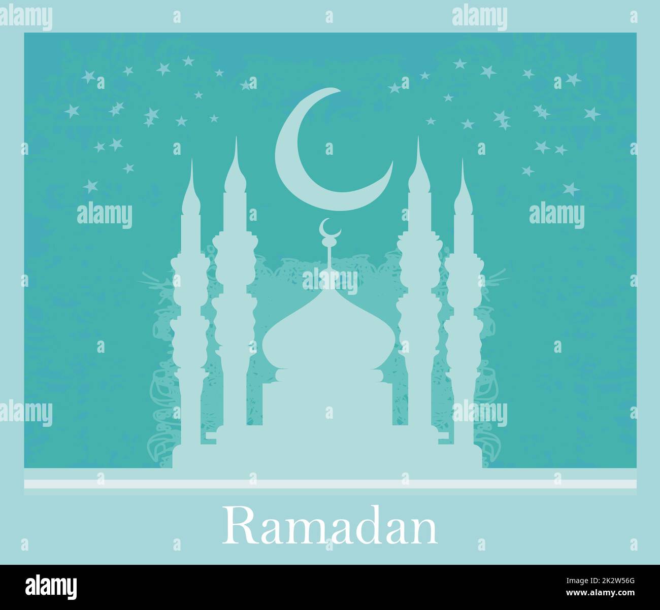 Ramadan background - mosque silhouette vector card Stock Photo