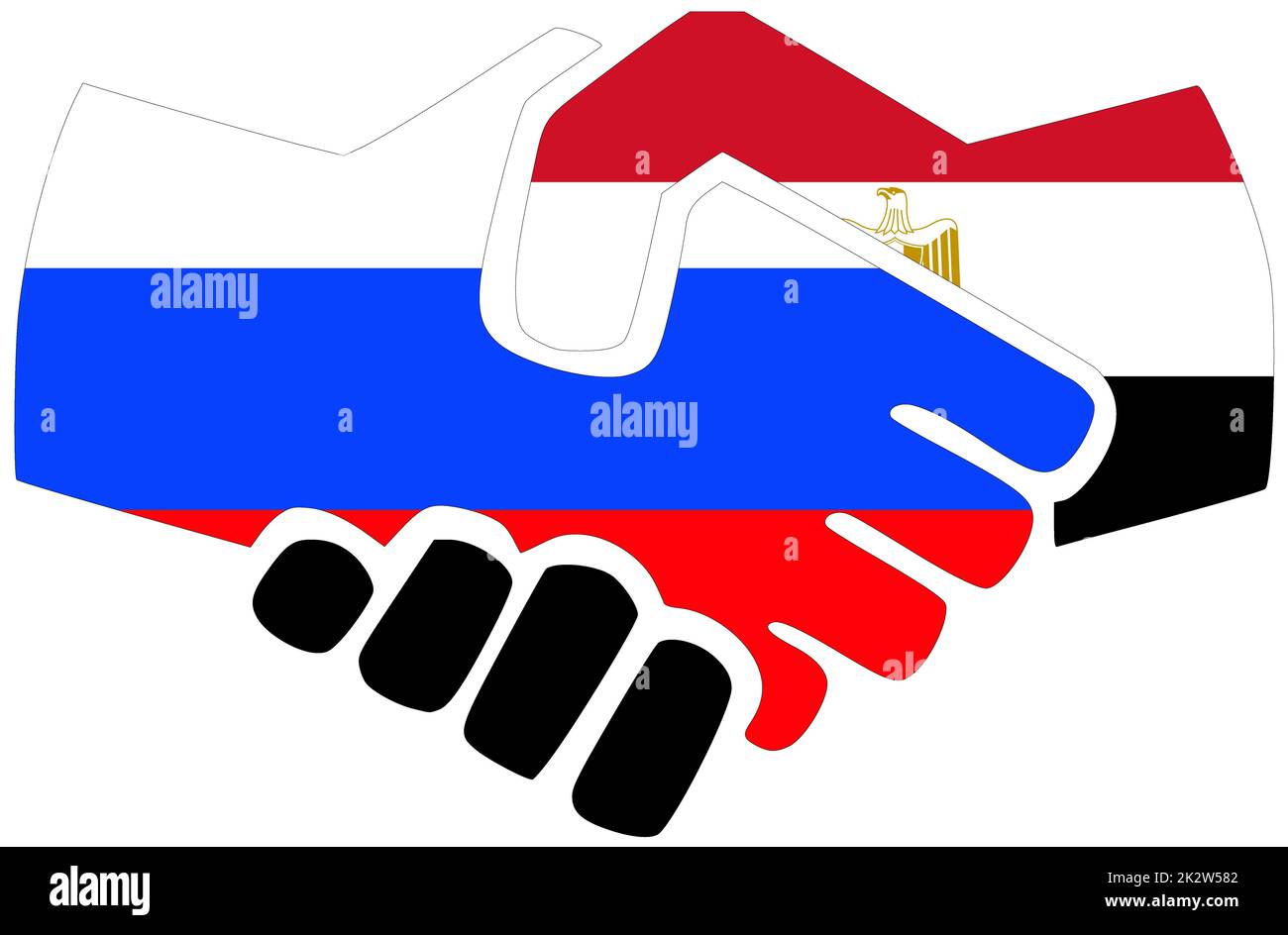 Russia - Egypt : Handshake, symbol of agreement or friendship Stock Photo