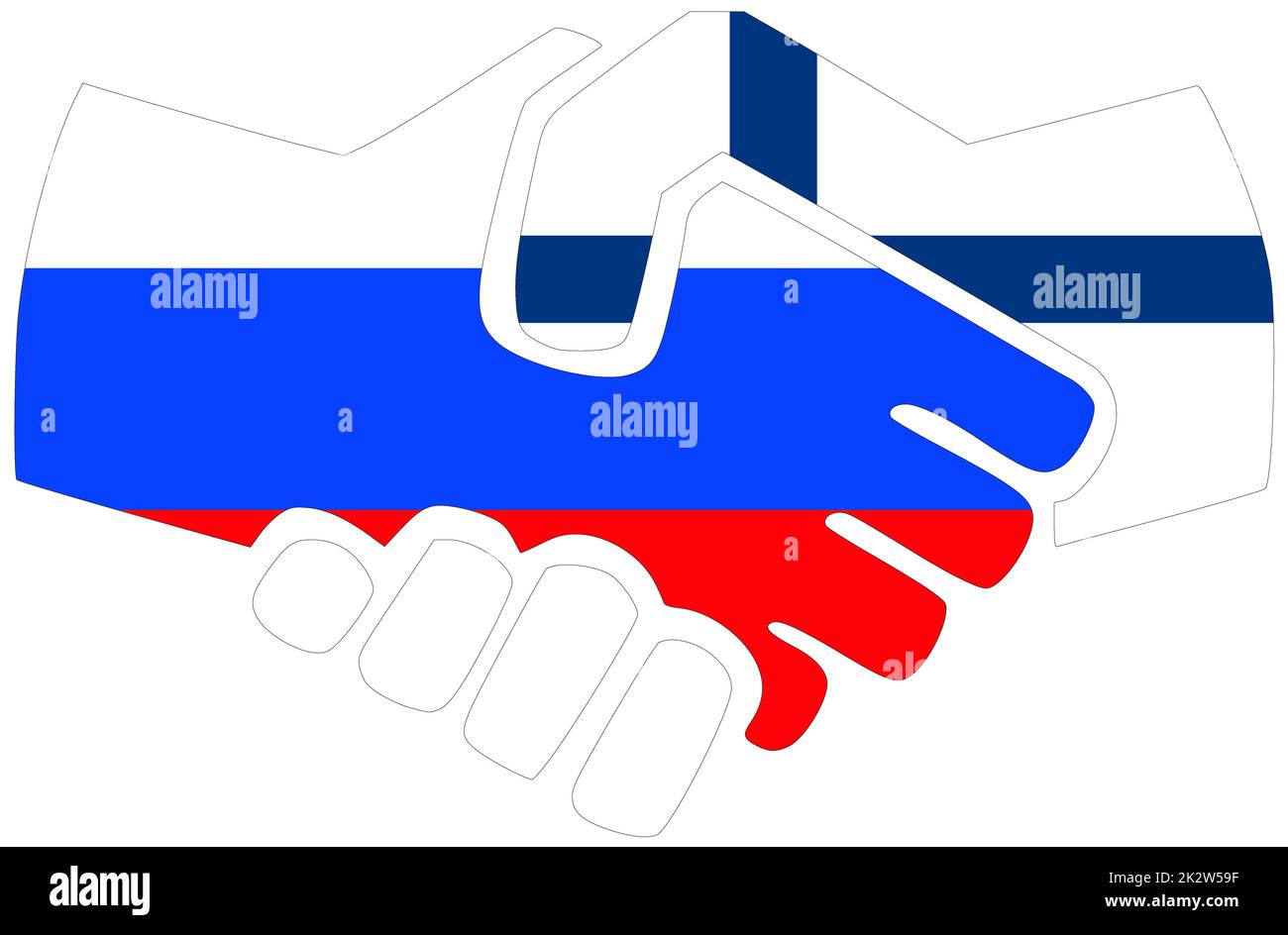 Russia - Finland : Handshake, symbol of agreement or friendship Stock Photo