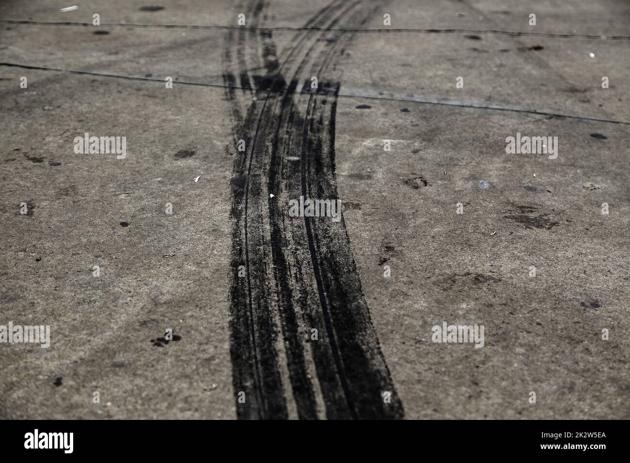 Tire marks on the asphalt Stock Photo