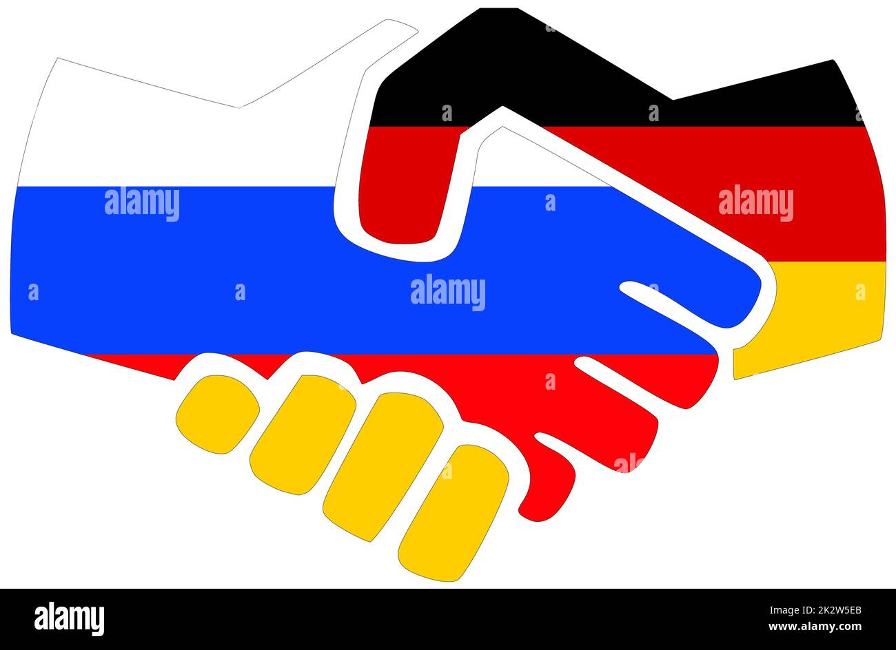 Russia - Germany : Handshake, symbol of agreement or friendship Stock Photo