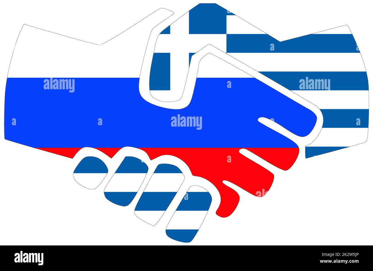 Russia - Greece : Handshake, symbol of agreement or friendship Stock Photo